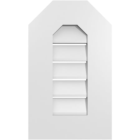 Ekena Millwork Octagonal Top Surface Mount PVC Gable Vent: Functional, w/ 3-1/2"W x 1"P Standard Frame, 12"W x 20"H GVPOT12X2001SF